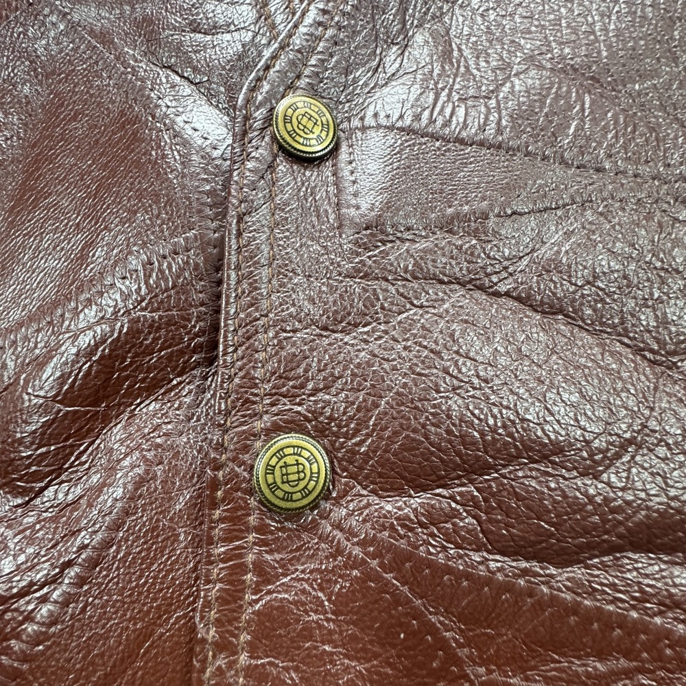 Kens Leather Patchwork Pigskin Vest Mens Large Brown Vintage Western Cowboy Bike - Picture 4 of 16